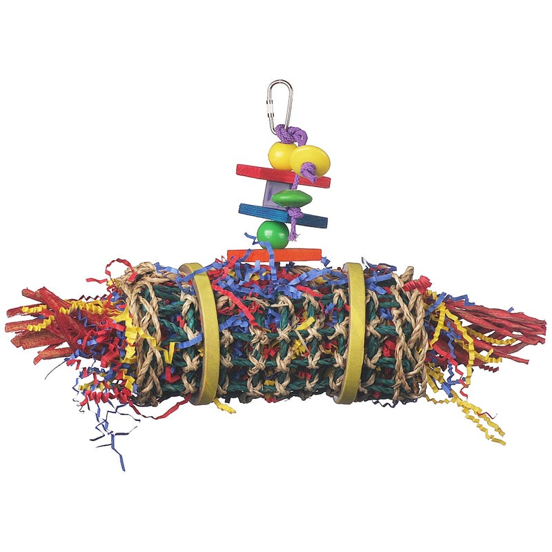 Super Bird Creations SB687 Firecracker Jr. Bird Toy - Foraging Chewing Swinging Toy for Parrots, Conures, Quakers, Pionus, Senegals - Natural Paper Shred Palm Leaves - Medium Birds, Size: 18" x 8" - Image 2